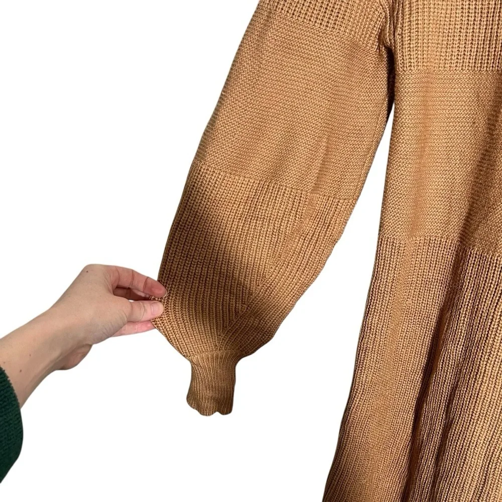 STAUD Marylebone Knit Sweater Dress‎ in Camel - Picture 7 of 11